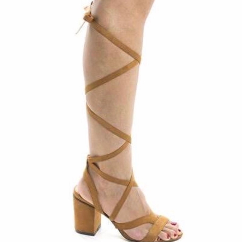 Sexy brown lace up heels